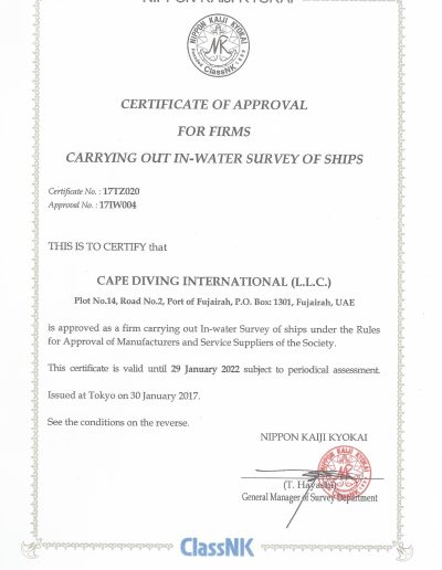 NKK certification | Cape Diving International, underwater services